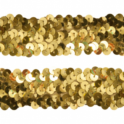 Тесьма с пайетками D16, шир. 30 мм/уп. 25+/-1 м, цвет золото - купить в Таганроге. Цена: 1 087.39 руб.