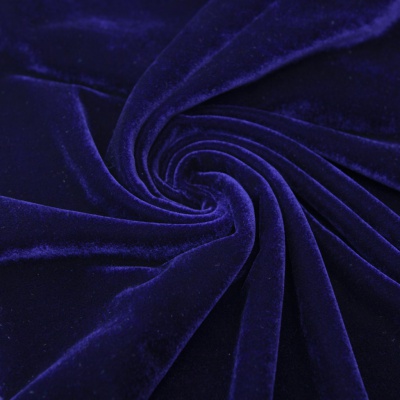 Бархат стрейч №14, 240 гр/м2, шир.160 см, (2,6 м/кг), цвет т.синий - купить в Таганроге. Цена 740.88 руб.