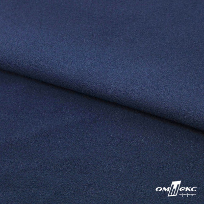 Ткань плательная Креп Рибера, 100% полиэстер,120 гр/м2, шир. 150 см, цв. Т.синий - купить в Таганроге. Цена 143.75 руб.