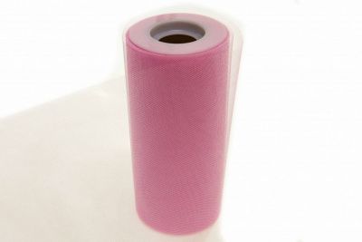 Фатин блестящий в шпульках 16-14, 12 гр/м2, шир. 15 см (в нам. 25+/-1 м), цвет розовый - купить в Таганроге. Цена: 108.61 руб.