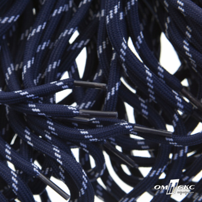 Шнурки #107-19, круглые 130 см, двухцветные цв.тём.синий/белый - купить в Таганроге. Цена: 22.14 руб.