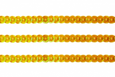 Пайетки "ОмТекс" на нитях, CREAM, 6 мм С / упак.73+/-1м, цв. 92 - золото - купить в Таганроге. Цена: 484.77 руб.