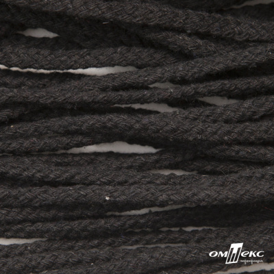 Шнур плетеный d-6 мм круглый, 70% хлопок 30% полиэстер, уп.90+/-1 м, цв.1078-черный - купить в Таганроге. Цена: 588 руб.