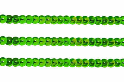 Пайетки "ОмТекс" на нитях, CREAM, 6 мм С / упак.73+/-1м, цв. 94 - зеленый - купить в Таганроге. Цена: 297.48 руб.