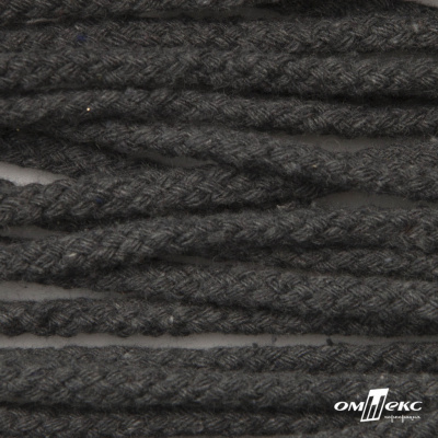 Шнур плетеный d-6 мм круглый, 70% хлопок 30% полиэстер, уп.90+/-1 м, цв.1088-т.серый - купить в Таганроге. Цена: 588 руб.
