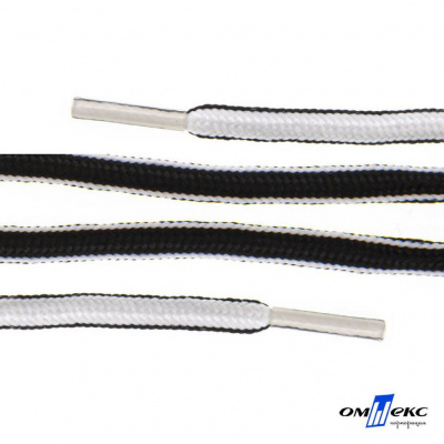 Шнурки #4-27, круглые 130 см, двухцветные (черно/белый) - купить в Таганроге. Цена: 47.04 руб.