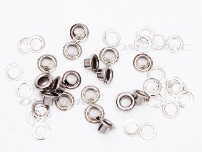 Люверсы металлические, блочка/кольцо, №3 (5 мм) упак.1000 шт- цв.никель - купить в Таганроге. Цена: 215.60 руб.