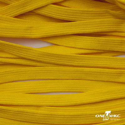 Шнур плетеный (плоский) d-12 мм, (уп.90+/-1м), 100% полиэстер, цв.269 - жёлтый - купить в Таганроге. Цена: 8.62 руб.