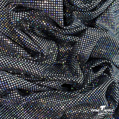 Трикотажное полотно голограмма, шир.140 см, #601-хамелеон чёрный - купить в Таганроге. Цена 452.76 руб.