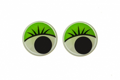 Глазки для игрушек, круглые, с бегающими зрачками, 15 мм/упак.50+/-2 шт, цв. -зеленый - купить в Таганроге. Цена: 113.01 руб.