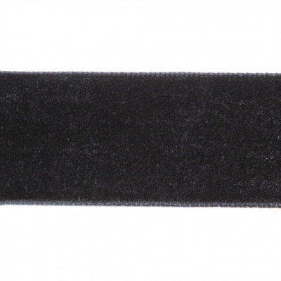 Лента бархатная нейлон, шир.25 мм, (упак. 45,7м), цв.03-черный - купить в Таганроге. Цена: 809.01 руб.