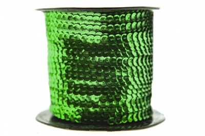 Пайетки "ОмТекс" на нитях, SILVER-BASE, 6 мм С / упак.73+/-1м, цв. 4 - зеленый - купить в Таганроге. Цена: 484.77 руб.