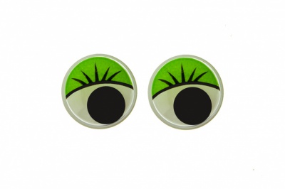Глазки для игрушек, круглые, с бегающими зрачками, 12 мм/упак.50+/-2 шт, цв. -зеленый - купить в Таганроге. Цена: 96.01 руб.