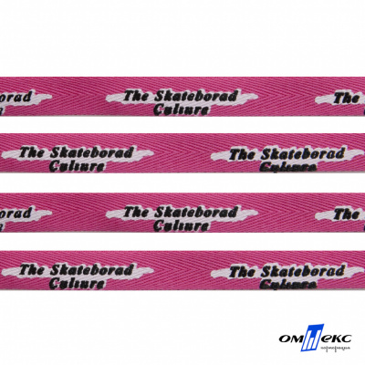 Тесьма отделочная (киперная) 10 мм, 100% хлопок,"THE SKATEBOARD CULIURE"(45 м) цв.121-26 -яр.розовый - купить в Таганроге. Цена: 850.62 руб.