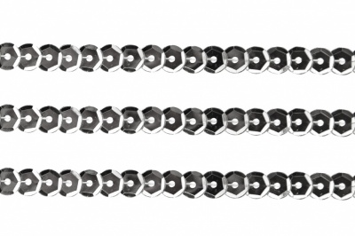 Пайетки "ОмТекс" на нитях, SILVER-BASE, 6 мм С / упак.73+/-1м, цв. 1 - серебро - купить в Таганроге. Цена: 468.37 руб.