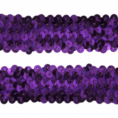 Тесьма с пайетками 12, шир. 30 мм/уп. 25+/-1 м, цвет фиолет - купить в Таганроге. Цена: 1 098.48 руб.