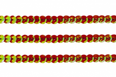 Пайетки "ОмТекс" на нитях, CREAM, 6 мм С / упак.73+/-1м, цв. 96 - красный - купить в Таганроге. Цена: 484.77 руб.
