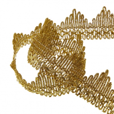 Тесьма металлизированная 0384-0240, шир. 40 мм/уп. 25+/-1 м, цвет золото - купить в Таганроге. Цена: 490.74 руб.