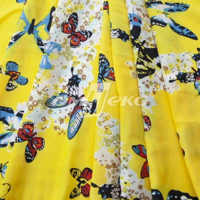 Плательная ткань "Софи" 7.2, 75 гр/м2, шир.150 см, принт бабочки - купить в Таганроге. Цена 241.49 руб.
