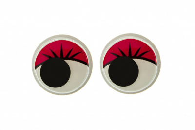 Глазки для игрушек, круглые, с бегающими зрачками, 15 мм/упак.50+/-2 шт, цв. -красный - купить в Таганроге. Цена: 113.01 руб.
